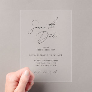 Klassieke zwart-wit bruiloft Save the Date Acryl Uitnodigingen