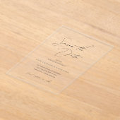 Klassieke zwart-wit bruiloft Save the Date Acryl Uitnodigingen (Laagn)