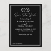 Klassieke zwart-wit bruiloft Save The Date Briefkaart (Voorkant)