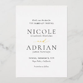 Klassieke zwart-wit bruiloft Save the Date Folie Uitnodiging