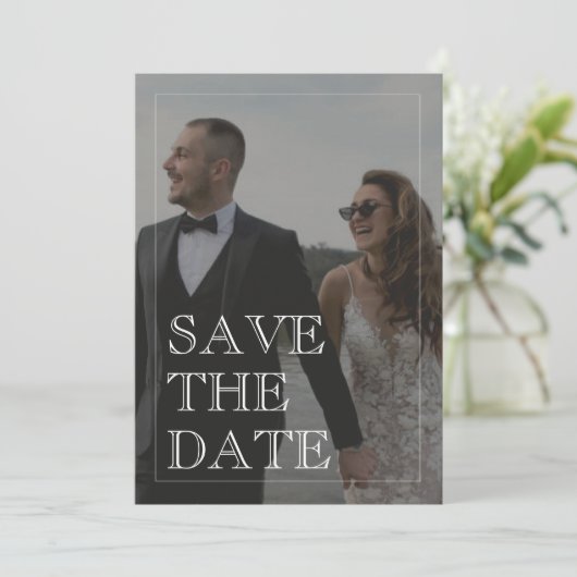 Klassieke zwart-wit bruiloft Save the Date Kaart (Staand voorkant)