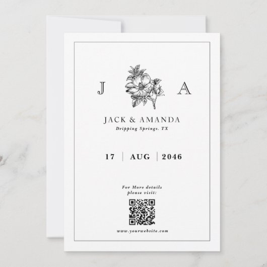 Klassieke zwart-wit bruiloft Save the Date Kaart (Achterkant)