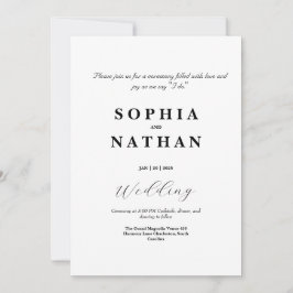 Klassieke zwart-wit bruiloft uitnodigen kaart