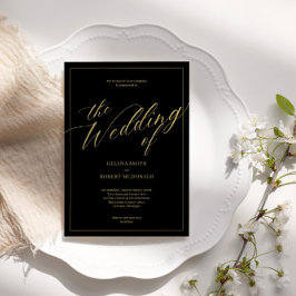 Klassieke zwart-wit bruiloft uitnodiging