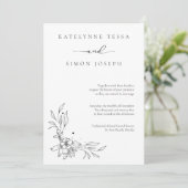 Klassieke zwart-wit bruiloft uitnodiging (Staand voorkant)