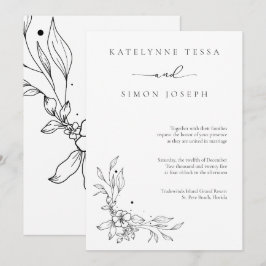 Klassieke zwart-wit bruiloft uitnodiging