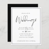 Klassieke Zwart-wit bruiloft uitnodigingen BUDGET (Voorkant / Achterkant)