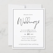 Klassieke Zwart-wit bruiloft uitnodigingen BUDGET (Voorkant)