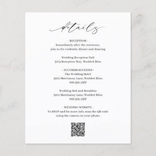 Klassieke Zwart-Wit Budget Huwelijksuitnodiging (Achterkant)