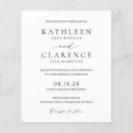 Klassieke Zwart-Wit Budget Huwelijksuitnodiging