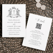 Klassieke Zwart & Wit Crest Wedding Alles in één Kaart