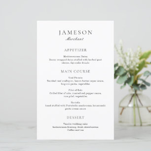 Klassieke Zwart-Wit Elegant Trouwmenu