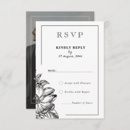 Klassieke zwart-wit elegante bruiloft RSVP-kaarten Bedankkaart