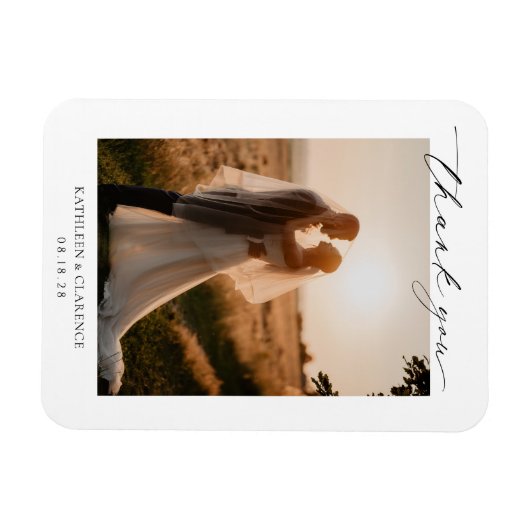 Klassieke Zwart-Wit Elegante Huwelijk Dank U Magneet (Horizontaal)