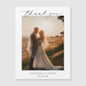 Klassieke Zwart-Wit Elegante Huwelijk Dank U Magnetische Uitnodiging (Voorkant)