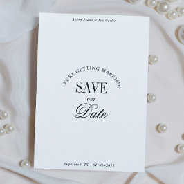 Klassieke Zwart-Wit Elegante 'Save the Date'-kaart Save The Date