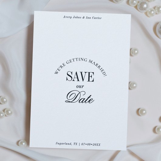 Klassieke Zwart-Wit Elegante 'Save the Date'-kaart Save The Date