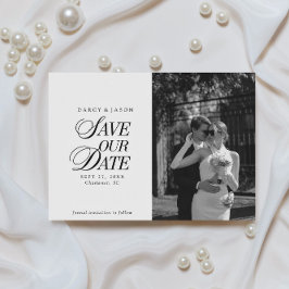Klassieke Zwart-Wit Elegante 'Save the Date'-kaart Save The Date
