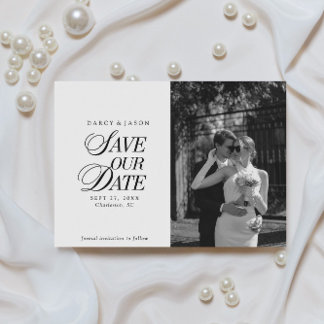Klassieke Zwart-Wit Elegante 'Save the Date'-kaart Save The Date