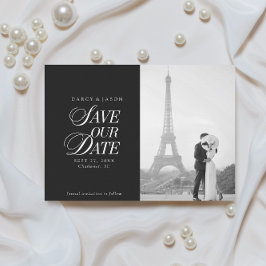 Klassieke Zwart-Wit Elegante 'Save the Date'-kaart Save The Date