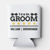 Klassieke Zwart-Wit Elegante Tekst Team Groom Blikjeskoeler (Achterkant)