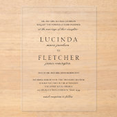 Klassieke Zwart-Wit Formele Elegante Bruiloft Acryl Uitnodigingen (Voorkant)