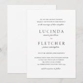 Klassieke Zwart-Wit Formele Elegante Bruiloft Kaart (Voorkant / Achterkant)