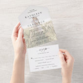 Klassieke zwart-wit foto Elegante bruiloft All In One Uitnodiging (Afscheurbaar)