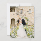 Klassieke zwart-wit foto Elegante bruiloft Bedankkaart (Voorkant)