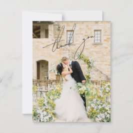 Klassieke zwart-wit foto Elegante bruiloft Bedankkaart