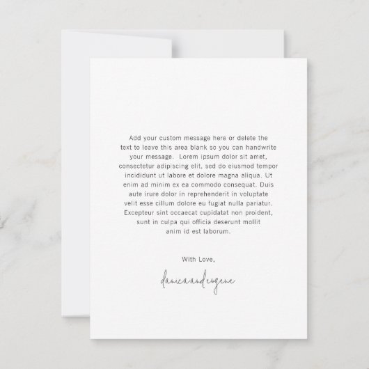 Klassieke zwart-wit foto Elegante bruiloft Bedankkaart (Achterkant)