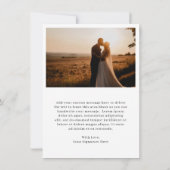 Klassieke zwart-wit foto Elegante bruiloft Bedankkaart (Achterkant)