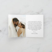 Klassieke zwart-wit foto Elegante bruiloft Bedankkaart (Binnen)