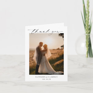 Klassieke zwart-wit foto Elegante bruiloft Bedankkaart