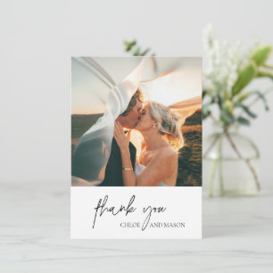 Klassieke zwart-wit foto Elegante bruiloft Bedankkaart