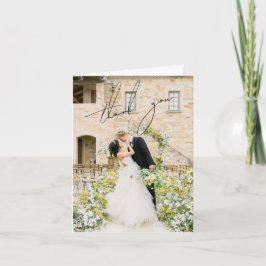 Klassieke zwart-wit foto Elegante bruiloft Bedankkaart