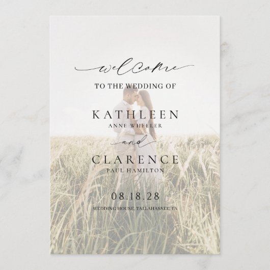 Klassieke zwart-wit foto Elegante bruiloft Programmakaart (Voorkant)