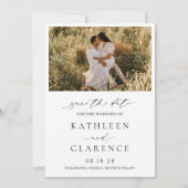 Klassieke zwart-wit foto Elegante bruiloft Save The Date (Achterkant)