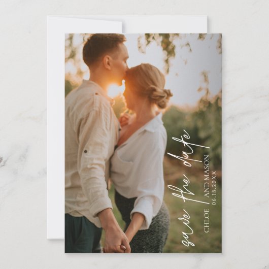 Klassieke zwart-wit foto Elegante bruiloft Save The Date (Voorkant)