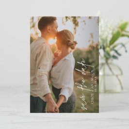 Klassieke zwart-wit foto elegante bruiloft save the date