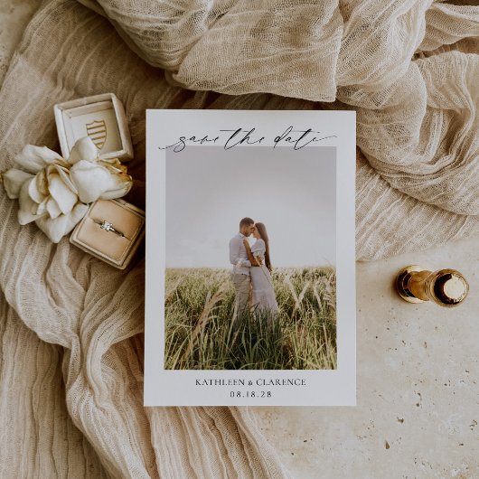 Klassieke zwart-wit foto Elegante bruiloft Save The Date