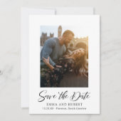 Klassieke zwart-wit foto Elegante bruiloft Save The Date (Voorkant)