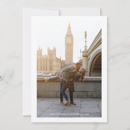 Klassieke zwart-wit foto Elegante bruiloft Save The Date (Achterkant)