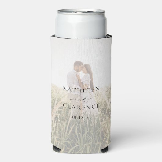 Klassieke zwart-wit foto Elegante bruiloft Seltzer Blikjeskoeler (Seltzer Voorkant)