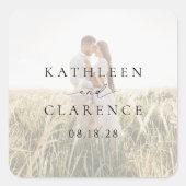 Klassieke zwart-wit foto Elegante bruiloft Vierkante Sticker (Voorkant)