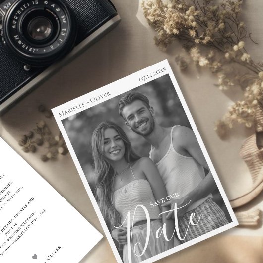 Klassieke zwart-wit foto save the date