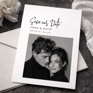 Klassieke Zwart-Wit Foto Trouw Save the Date