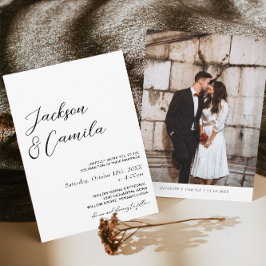 Klassieke Zwart-Wit Foto Winter Wedding Kaart