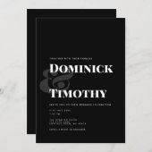 Klassieke zwart-wit gedurfde typografie bruiloft kaart (Voorkant / Achterkant)