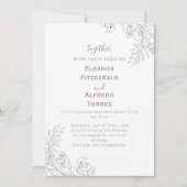 Klassieke zwart-wit geïllustreerde uitnodiging (Voorkant)